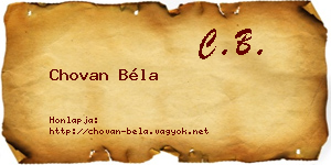 Chovan Béla névjegykártya